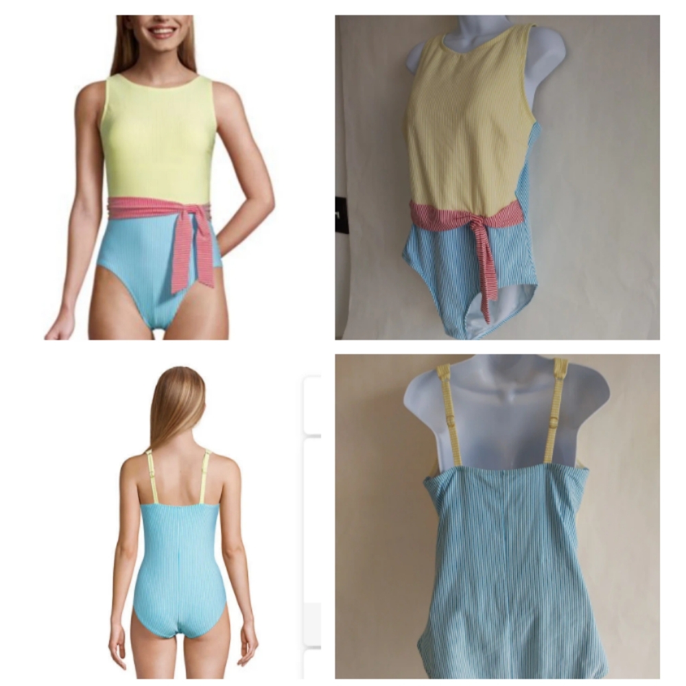 Lands End, Size 14 Women's Swimsuit Mastectomy Chlorine Resistant Tummy Control